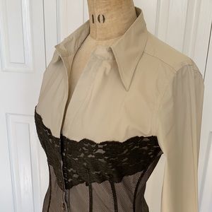 Costa Blanca Tan/chocolate corset style blouse